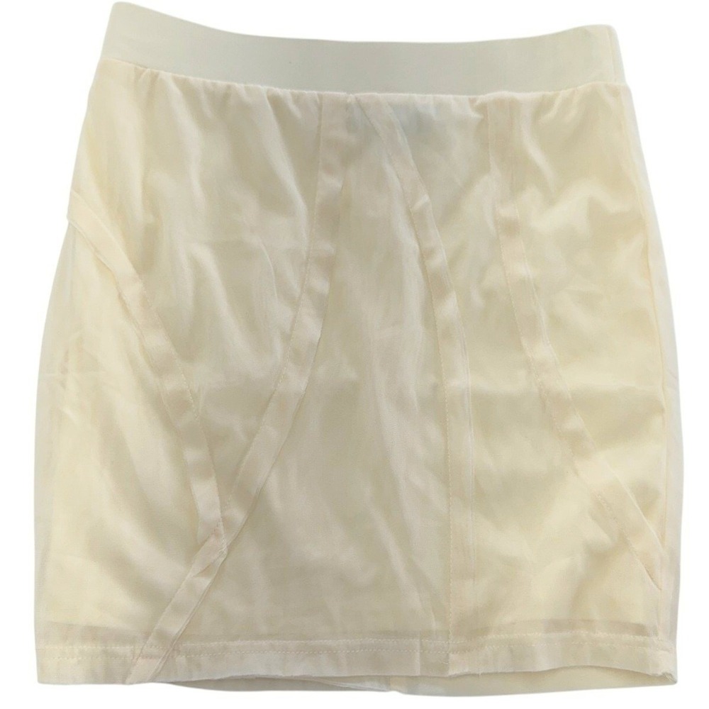 No‎ Vacancy Skirt Womens Small Yellow Mini Mesh Overlay Sheer Y2K